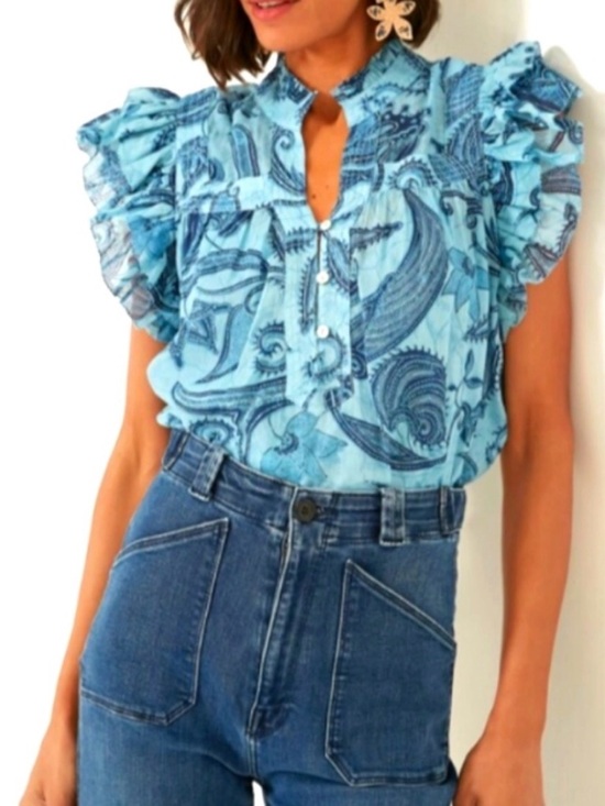 Love The Label Tops - Love The Label Sara Top - Sasha Blue Paisley size small boho peasant festival